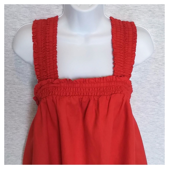NWT Everlane Smocked Linen Dress - Goji Berry - Picture 4 of 13